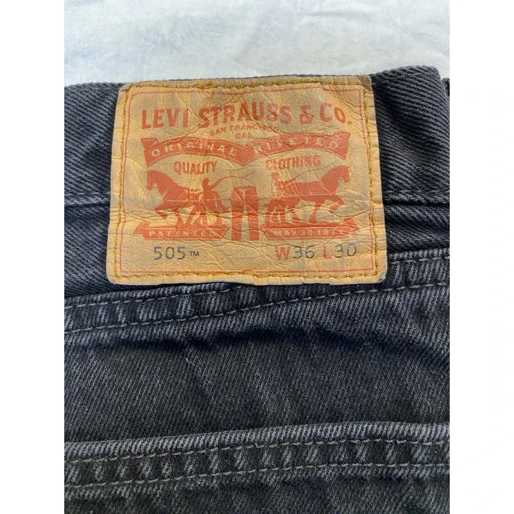 Levi's 505 Jeans Mens 36x30 Black Gray Straight Leg Denim Faded Wash